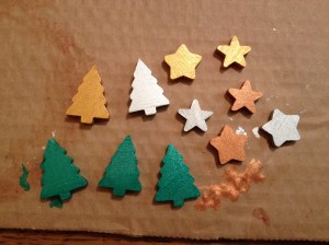 painted wooden pieces